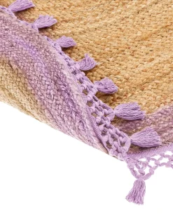 Beliani Pyorea Matto Juutti Beige/Violetti 140 Cm Marts Clearance