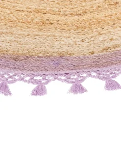 Beliani Pyorea Matto Juutti Beige/Violetti 140 Cm Marts Clearance