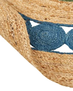 Beliani Pyorea Matto Juutti Sininen/Vihrea 140 Cm Hovit Cheap