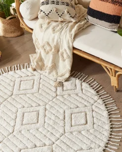 Beliani Pyorea Matto Puuvilla Beige 140 Cm Horasan New