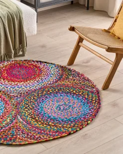 Beliani Pyorea Matto Puuvilla Monivarinen O 140 Cm Ladik Fashion