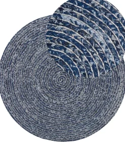 Beliani Pyorea Matto Puuvilla Tummansininen 140 Cm Buluca Fashion