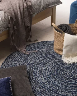 Beliani Pyorea Matto Puuvilla Tummansininen 140 Cm Buluca Fashion