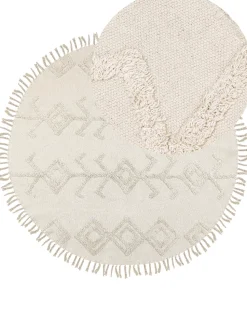 Beliani Pyorea Matto Puuvilla Vaalea Beige 140 Cm Harran Best Sale