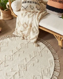 Beliani Pyorea Matto Puuvilla Vaalea Beige 140 Cm Harran Best Sale