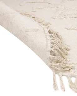 Beliani Pyorea Matto Puuvilla Vaalea Beige 140 Cm Harran Best Sale