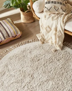 Beliani Pyorea Matto Puuvilla Vaalea Beige 140 Cm Bitlis New