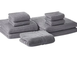 Beliani Pyyhesetti 9 Kpl Harmaa Puuvilla Areora Best