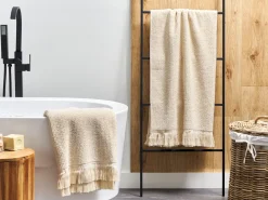 Beliani Pyyhesetti Puuvilla Beige 2 Kpl Atiu Cheap