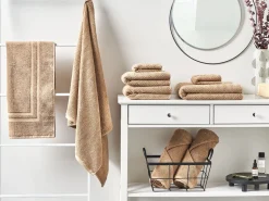 Beliani Pyyhesetti Puuvilla Hiekanruskea 9 Kpl Mitiaro Sale