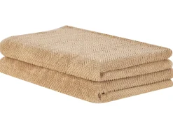 Beliani Pyyhesetti Puuvilla Hiekanruskea 2 Kpl Mitiaro Flash Sale