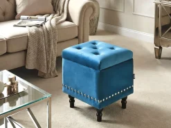 Beliani Rahi Sametti Säilytystila Tummansininen 37 X 37 Cm Loretto Fashion