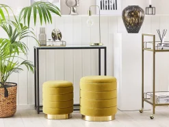 Beliani Rahi Sametti Säilytystila Sinapinkeltainen 2 Kpl Garland Best