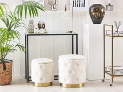 Beliani Rahi Sametti Säilytystila Valkoinen 2 Kpl Pueblo Fashion