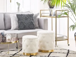 Beliani Rahi Sametti Säilytystila Valkoinen 2 Kpl Pueblo Fashion