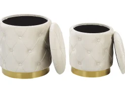 Beliani Rahi Sametti Säilytystila Valkoinen 2 Kpl Pueblo Fashion