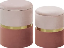 Beliani Rahi Sametti Säilytystila Vaaleanpunainen 2 Kpl Wichita Cheap