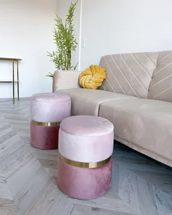 Beliani Rahi Sametti Säilytystila Vaaleanpunainen 2 Kpl Wichita Cheap