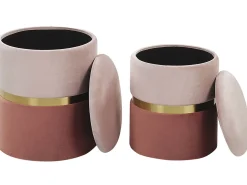 Beliani Rahi Sametti Säilytystila Vaaleanpunainen 2 Kpl Wichita Cheap