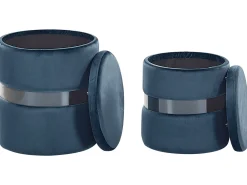 Beliani Rahi Sametti Säilytystila Sininen 2 Kpl Doris Discount