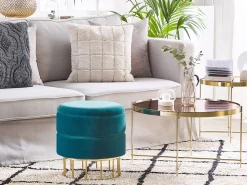 Beliani Rahi Sametti Säilytystila Sinivihrea 37 Cm Elgin Online