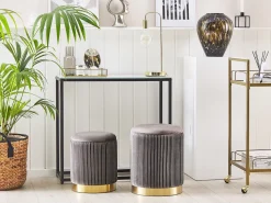 Beliani Rahi Sametti Säilytystila Harmaa 2 Kpl Miramar Discount