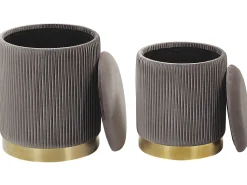 Beliani Rahi Sametti Säilytystila Harmaa 2 Kpl Miramar Discount