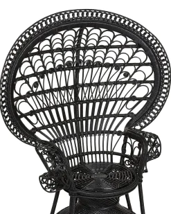 Beliani Riikinkukkotuoli Rottinki Musta Emmanuelle Clearance