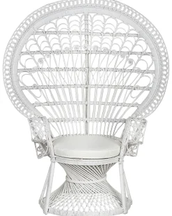 Beliani Riikinkukkotuoli Rottinki Valkoinen Emmanuelle Discount