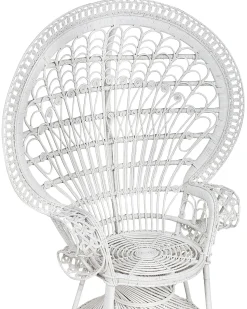 Beliani Riikinkukkotuoli Rottinki Valkoinen Emmanuelle Discount