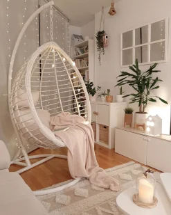 Beliani Riipputuoli Jalustalla Polyrottinki Valkoinen Fano Store