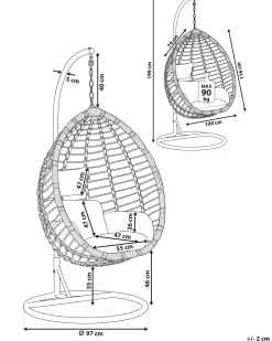 Beliani Riipputuoli Jalustalla Polyrottinki Harmaa Tollo Best