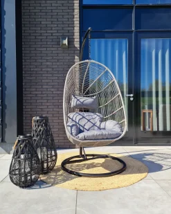 Beliani Riipputuoli Jalustalla Polyrottinki Harmaa Casoli Fashion