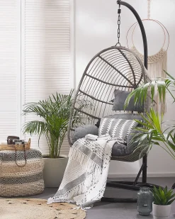 Beliani Riipputuoli Jalustalla Polyrottinki Harmaa Casoli Fashion