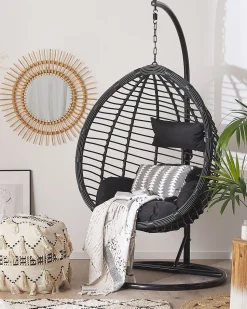 Beliani Riipputuoli Jalustalla Polyrottinki Musta Tollo Outlet