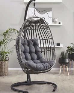 Beliani Riipputuoli Jalustalla Polyrottinki Tummanharmaa Sesia Cheap