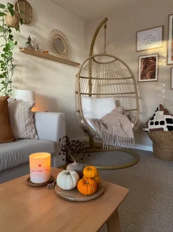 Beliani Riipputuoli Jalustalla Polyrottinki Luonnonvari Alba Discount