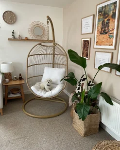 Beliani Riipputuoli Jalustalla Polyrottinki Luonnonvari Alba Discount