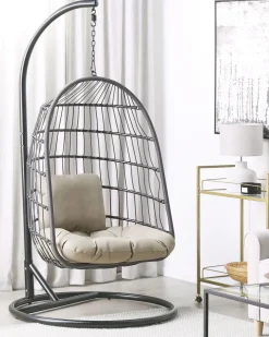 Beliani Riipputuoli Jalustalla Polyrottinki Musta Allera Discount