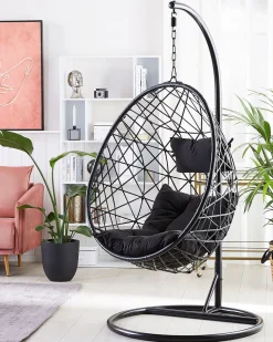 Beliani Riipputuoli Jalustalla Polyrottinki Musta Alatri Cheap