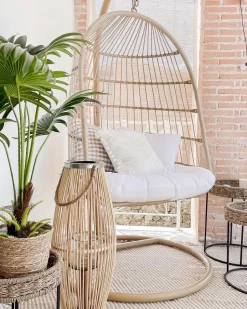 Beliani Riipputuoli Jalustalla Polyrottinki Beige Allera Store