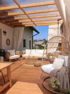 Beliani Riipputuoli Jalustalla Polyrottinki Beige Allera Store