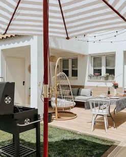 Beliani Riipputuoli Jalustalla Polyrottinki Beige Allera Store