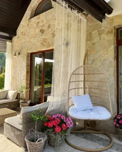 Beliani Riipputuoli Jalustalla Polyrottinki Beige Allera Store