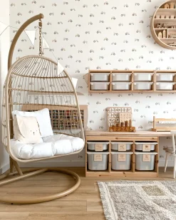 Beliani Riipputuoli Jalustalla Polyrottinki Beige Allera Store