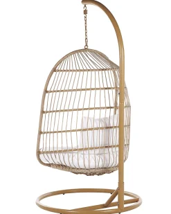 Beliani Riipputuoli Jalustalla Polyrottinki Beige Allera Store