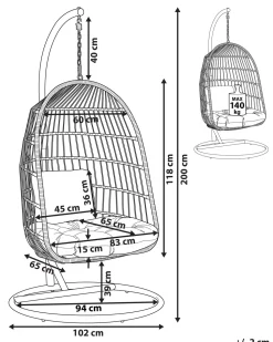 Beliani Riipputuoli Jalustalla Polyrottinki Beige Allera Store