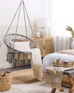 Beliani Riipputuoli Puuvilla Vaaleanharmaa Gabella Cheap