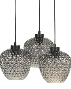 Beliani Riippuvalaisin 3 Polttimoa Lasi Harmaa Sherry Cheap