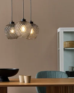 Beliani Riippuvalaisin 3 Polttimoa Lasi Harmaa Sherry Cheap